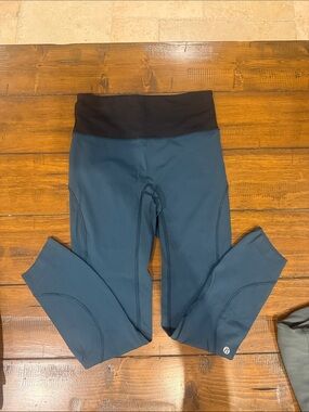 lululemon athletica Teal-Blue Leggings with Black Waistband